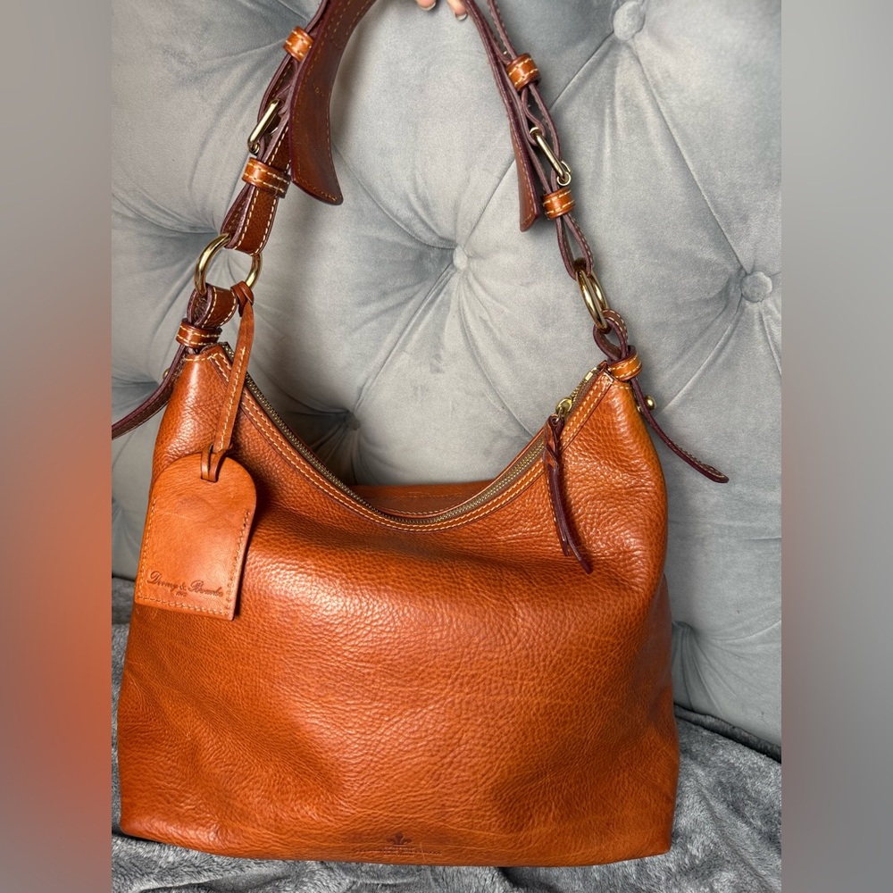 Dooney & Bourke Cognac Brown Florentine Leather Hobo Bag - Picture 4 of 12